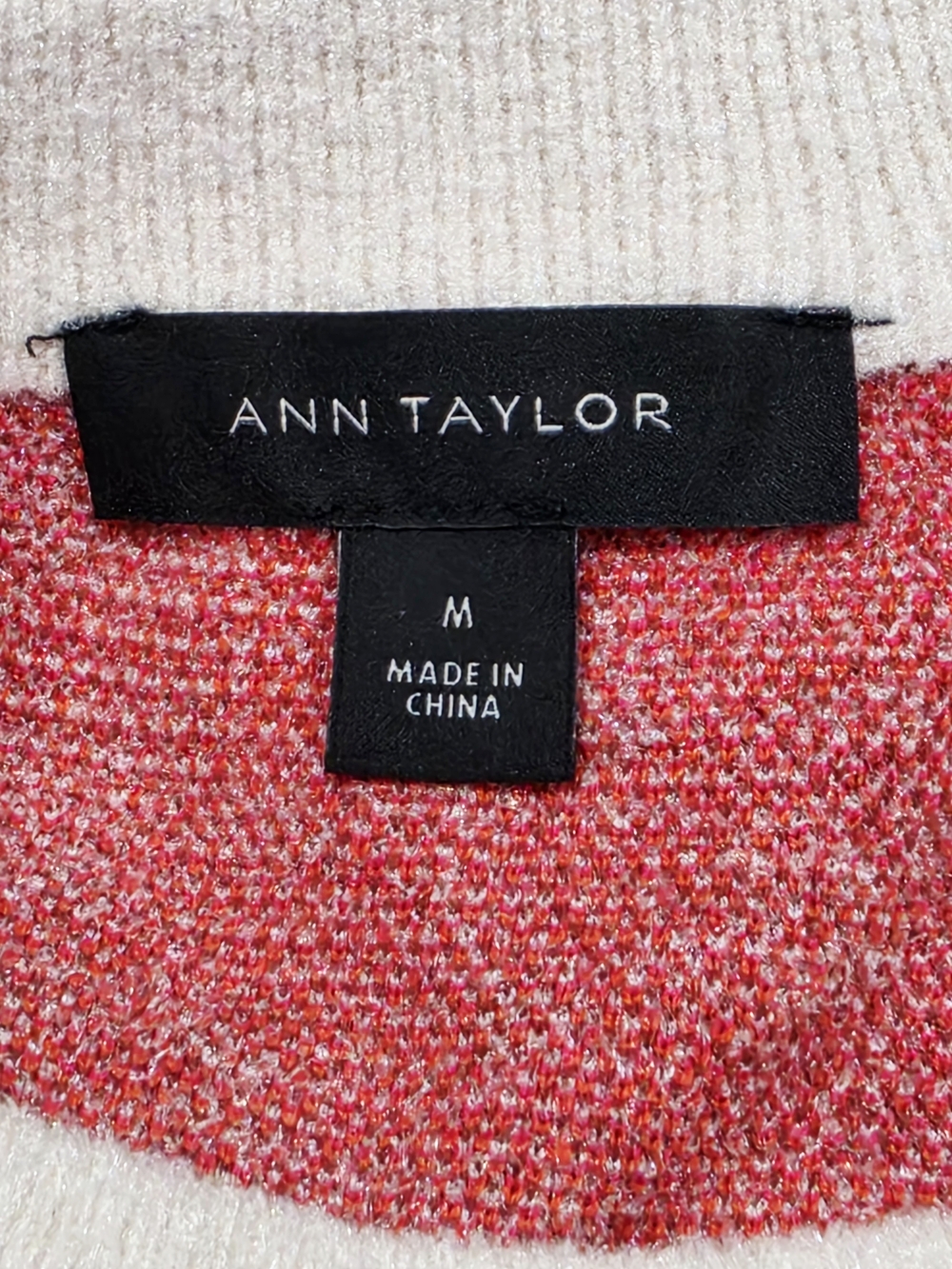 Ann Taylor Fun Strawberry Print Sweater Pink Red Cream Soft Knit Medium - Picture 2 of 11
